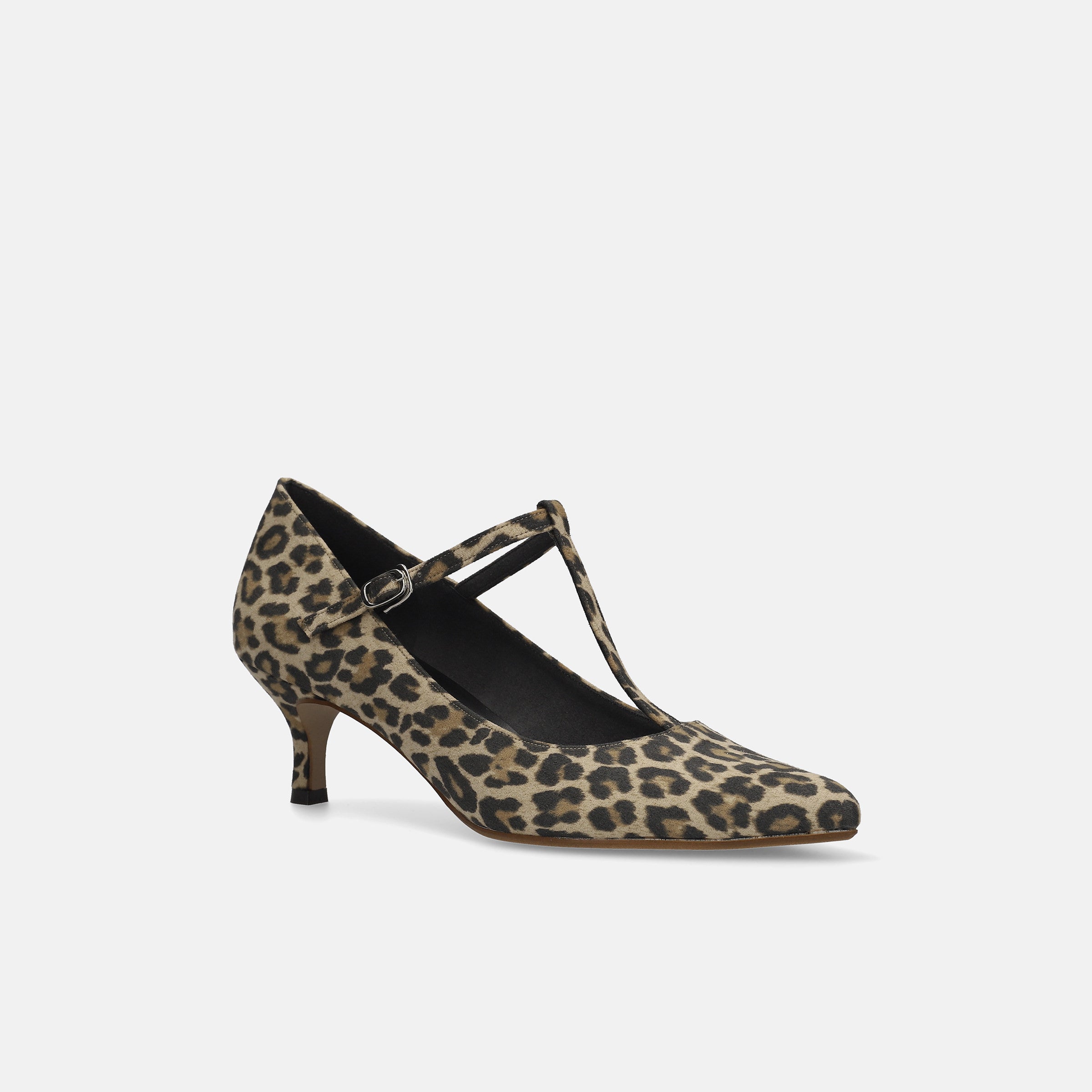 30%OFF：Tストラップ パンプス 5cmヒール（m55201）レオパードS