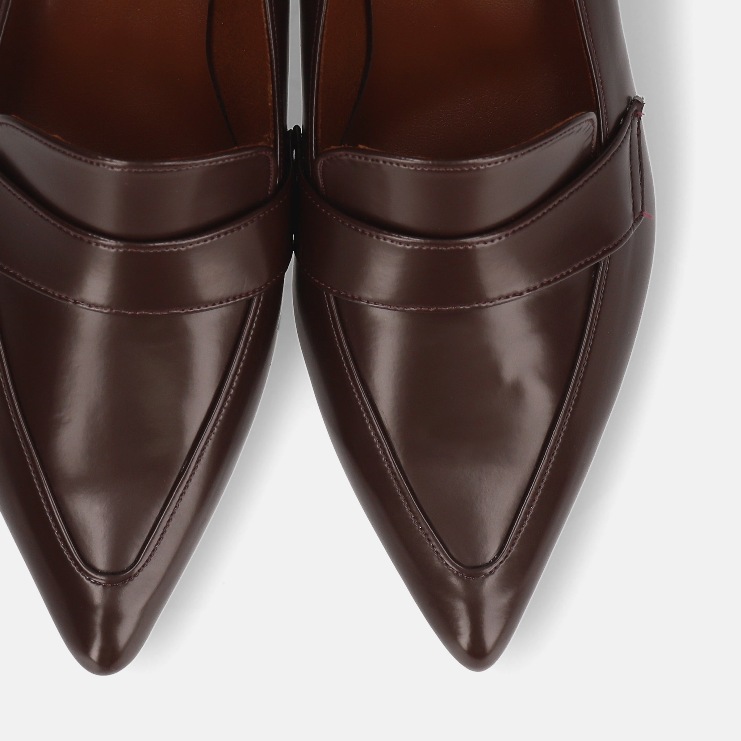 20%OFF：ポインテッドトゥ ローファー パンプス（m55204）ダーク