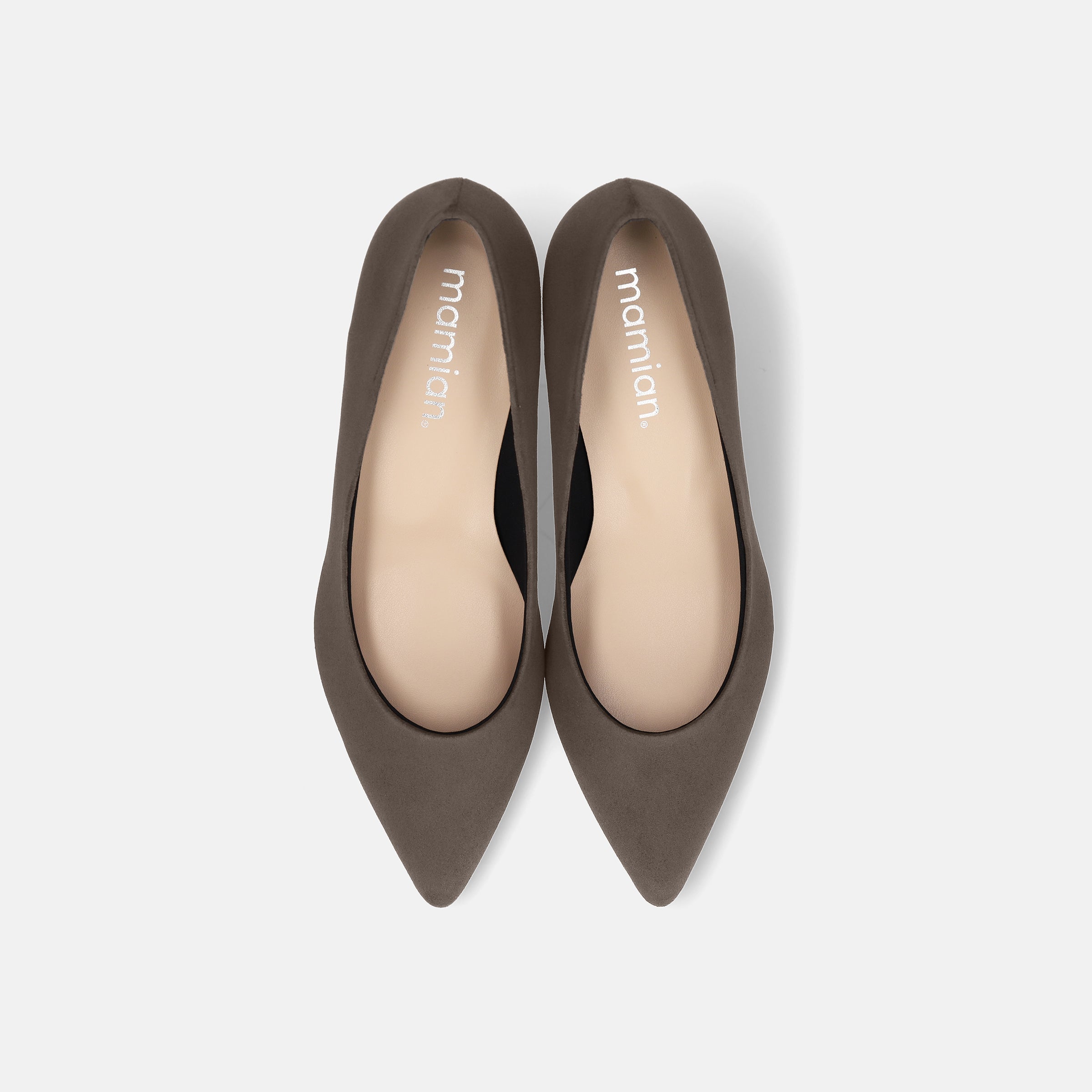 2025AW：ポインテッドトゥ スエードパンプス（m55225）トープ