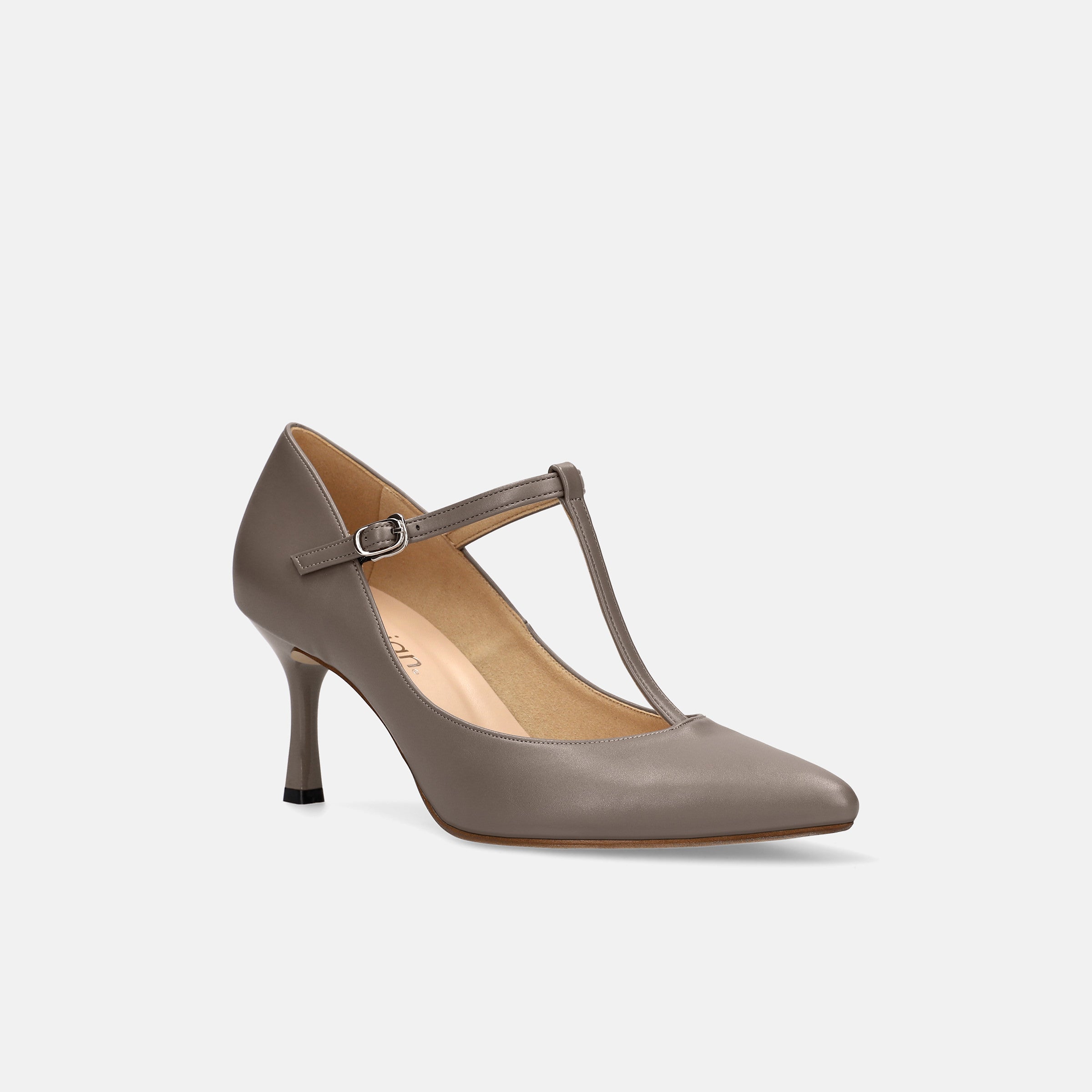 30%OFF：Tストラップ パンプス 7cmヒール（m72003）グレージュ
