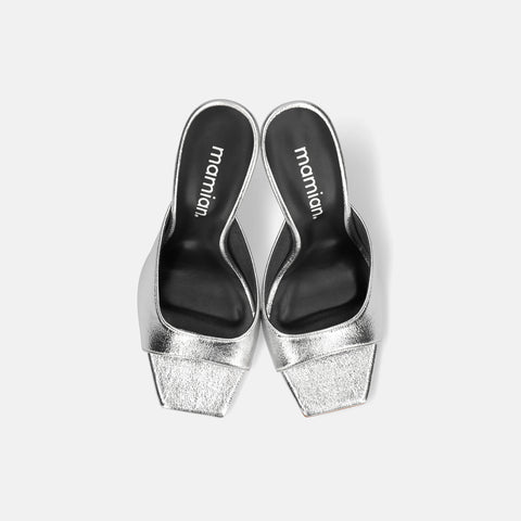 予約：2026SS：スクエアトゥ シンプル ミュール（m96104）シルバー