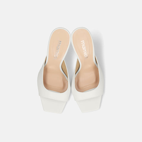 予約：2026SS：スクエアトゥ シンプル ミュール（m96104）ホワイト