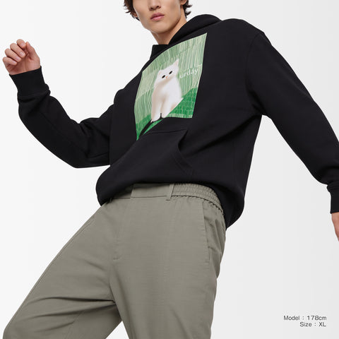 予約：urday【cat】アートワークスウェットプルパーカ（u-a-spk-0001-01）ブラック