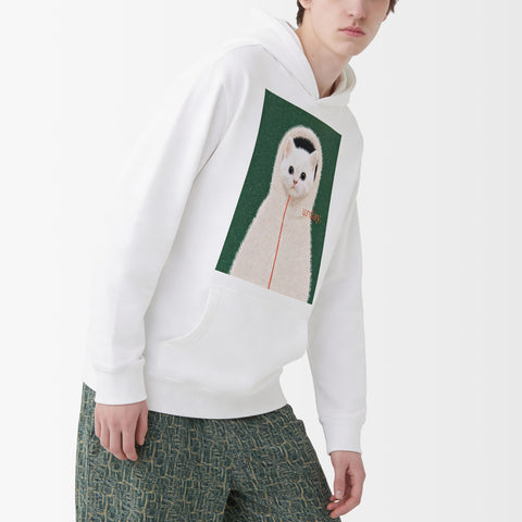 予約：urday【cat】アートワークスウェットプルパーカ（u-a-spk-0001-04）ホワイト