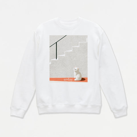 予約：urday【cat】アートワークスウェットシャツ（u-a-sw-0001-05）ホワイト