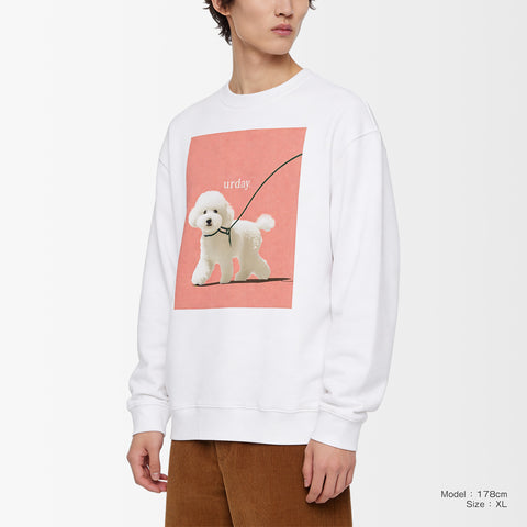 予約：urday【dog】アートワークスウェットシャツ（u-a-sw-0001-09）ホワイト