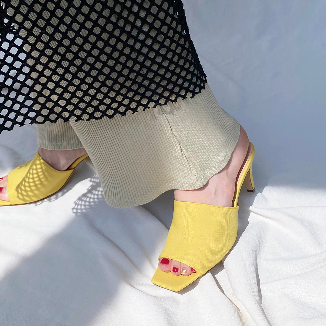 15%OFF：シンプル スタイル ミュール（733）イエロー – mamian