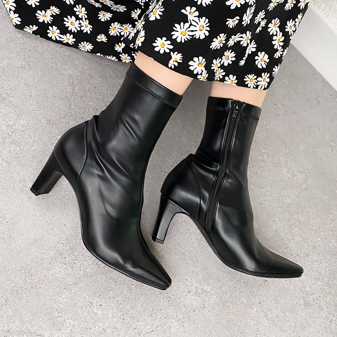 shochanHEADLYT110ブーツ 26-26.5cmブラックグレー SHOO IN SHOE】定番 カーフレザー チェルシーブーツ