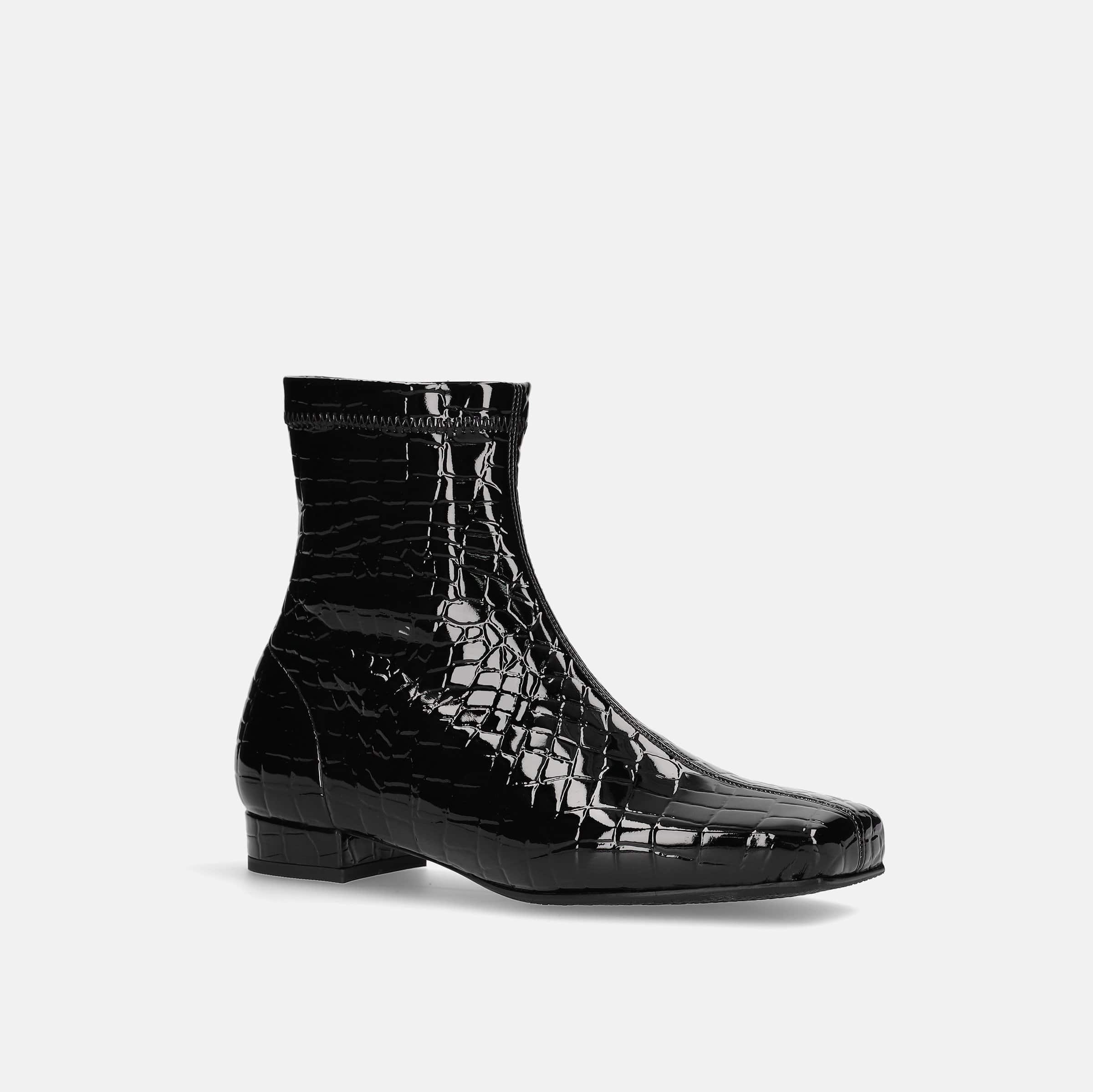 ママリーナ 70%OFF：ワイドスクエアトゥ ストレッチフラットブーツ（1514