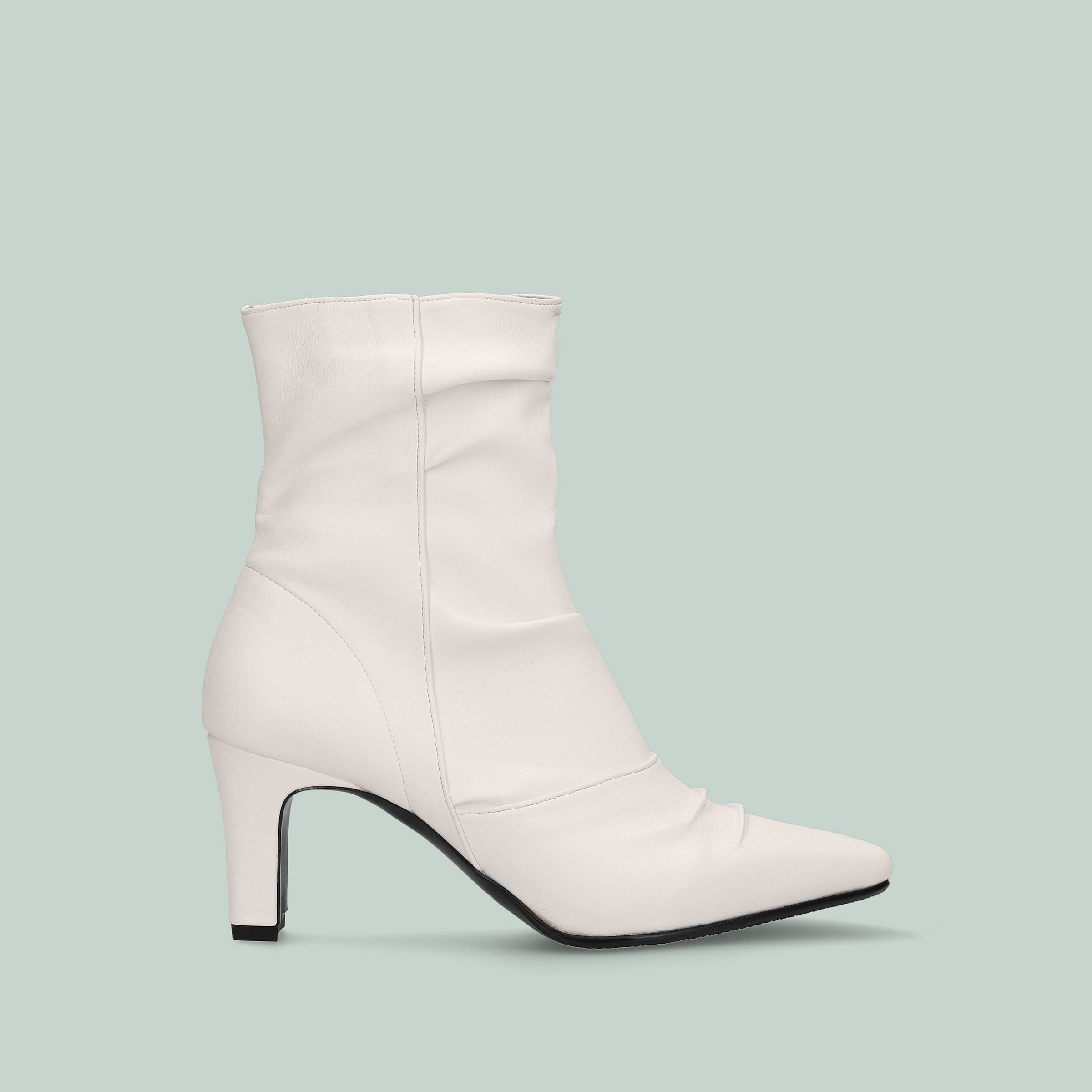 ギャザー ショートブーツ（7365）ホワイト – mamian マミアン