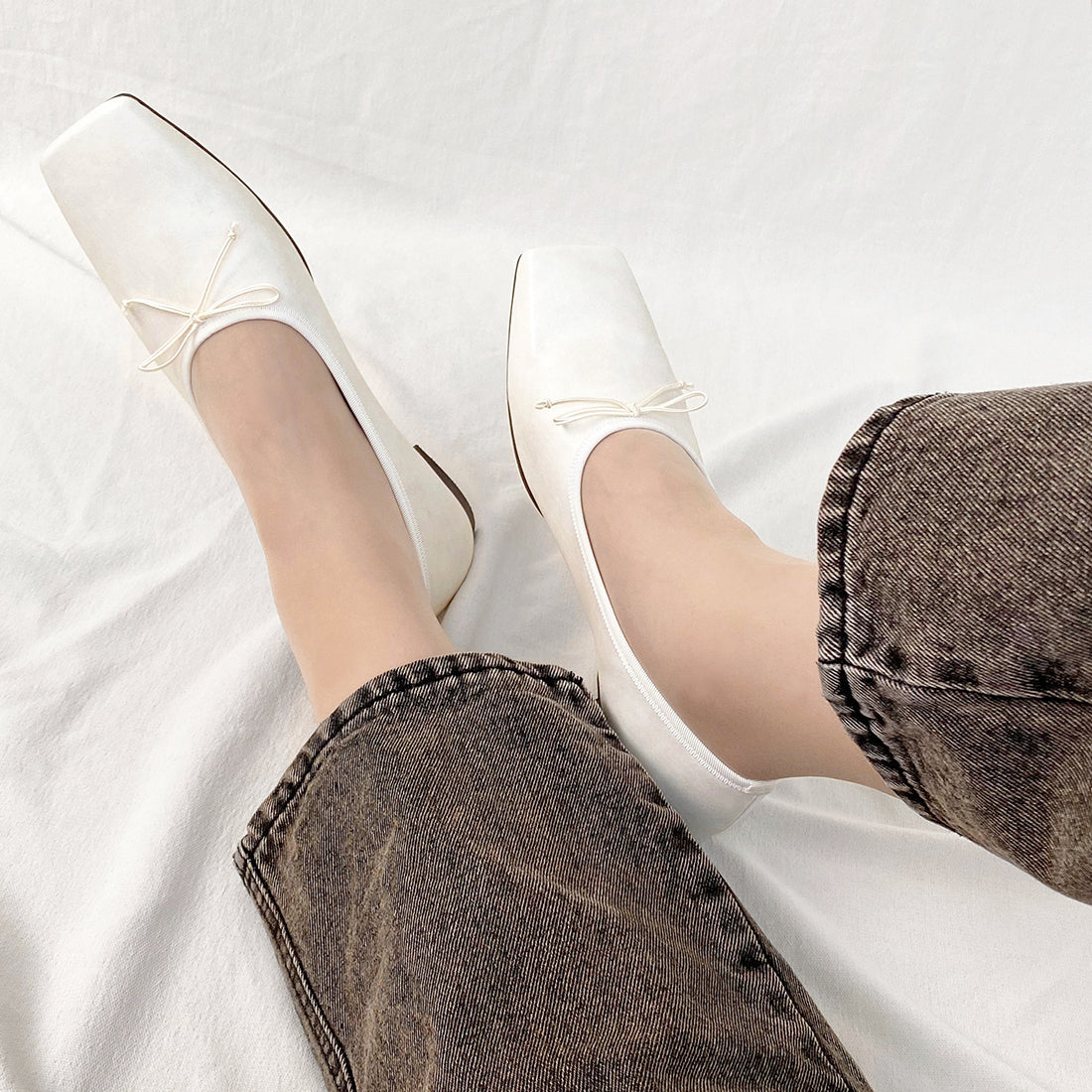 15%OFF：スクエアトゥ バレエシューズ（m10301）ホワイト