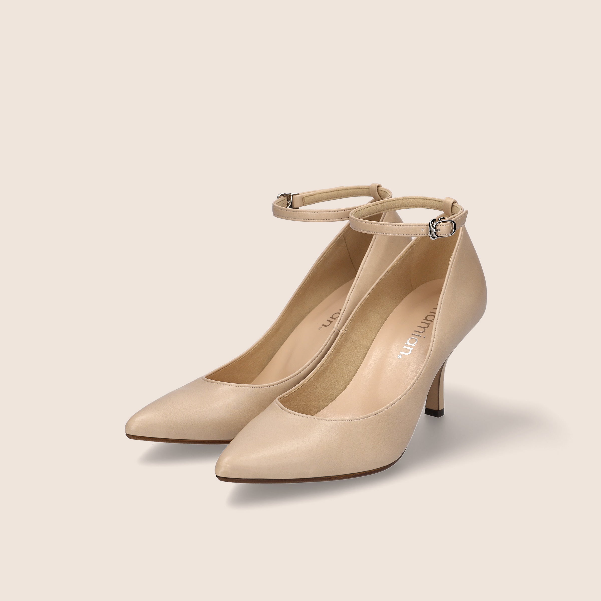 ベージュ アンクルストラップ パンプス アンクルストラップ ローヒール パンプス オケージョン