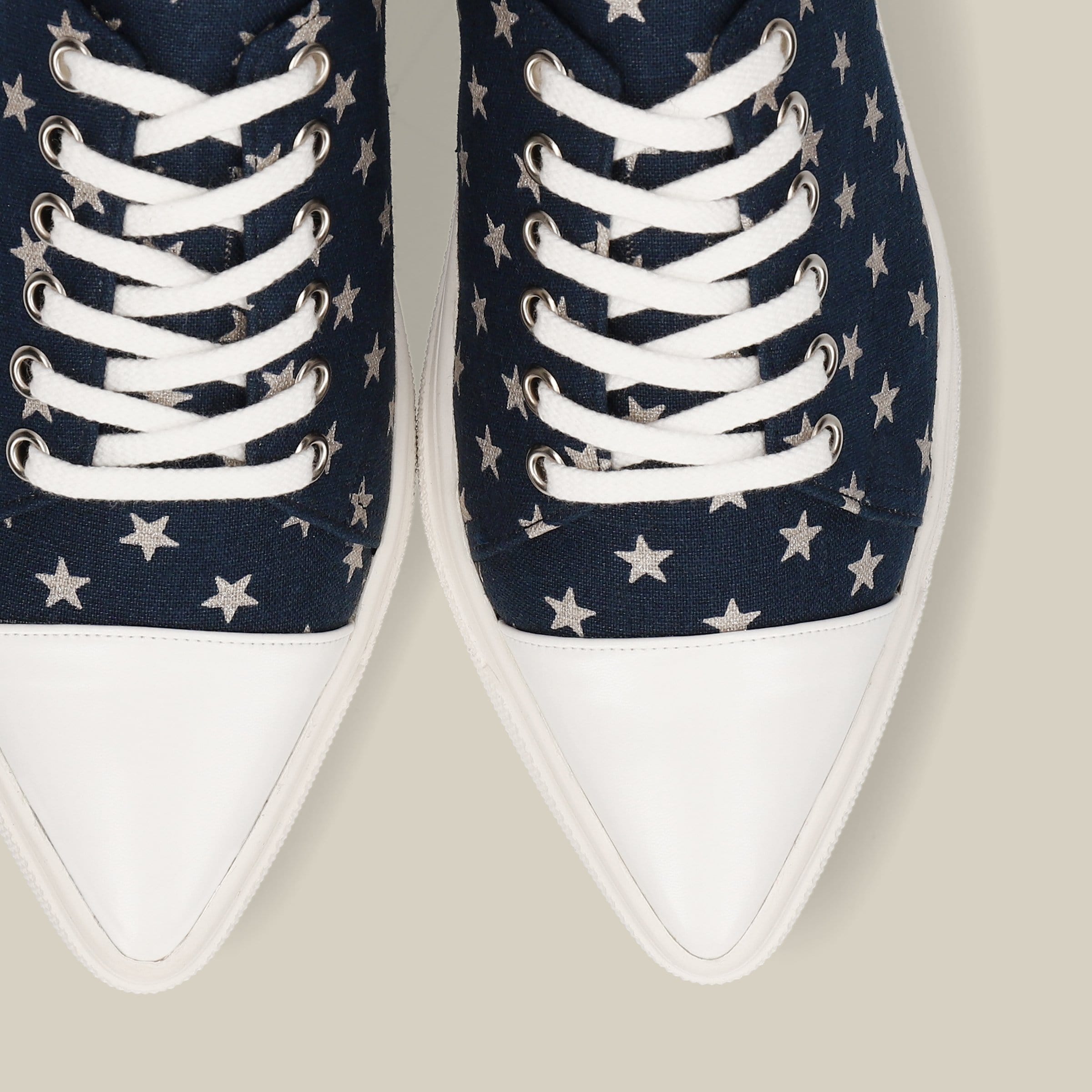 ポインテッドトゥ レースアップ スニーカー（4791）ネイビー/C